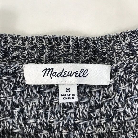 Madewell Landmark Textured Sweater Women's Medium Gray Knit Side Zip Pullover - Picture 10 of 12